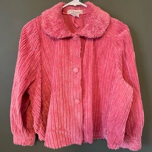 Norm Thompson Vintage Women’s Pink Terry Cloth Cropped House Coat Swing Robe
